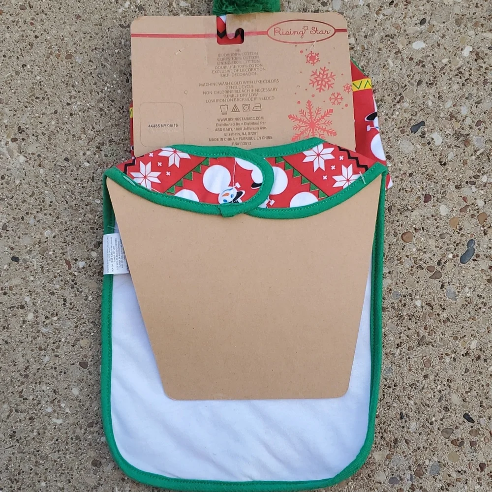Rising Star Baby Christmas Holiday Hat & Bib Set 0-12 months Infant